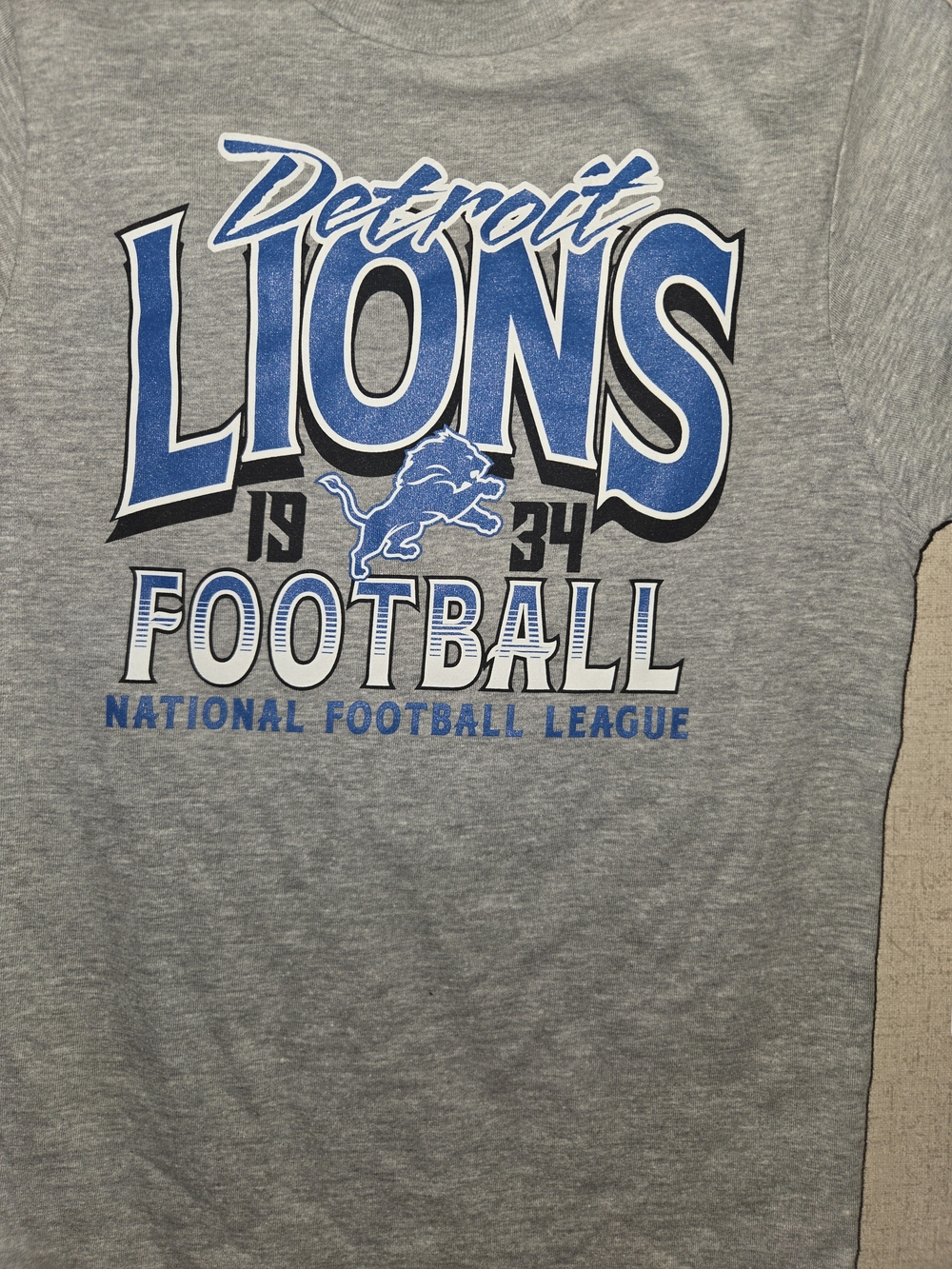 NFL Detroit Lions Gray and Blue Graphic Tee